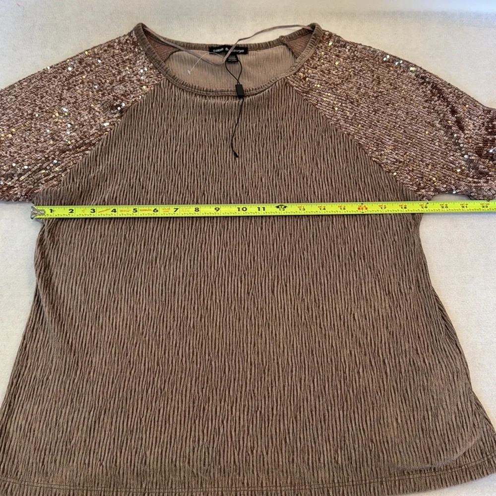 Cable & Gauge Rose Gold Sequin Short Sleeve Top Women's Small NWOT - Picture 5 of 8